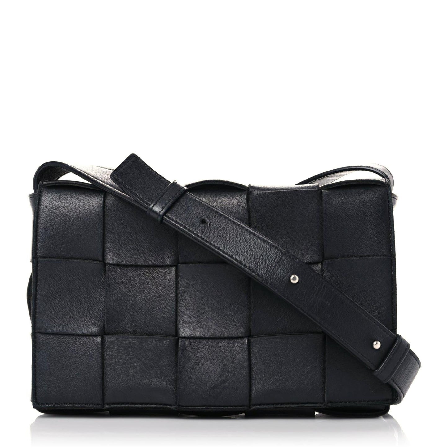 Lambskin Maxi Intrecciato Cassette Crossbody Bag Black