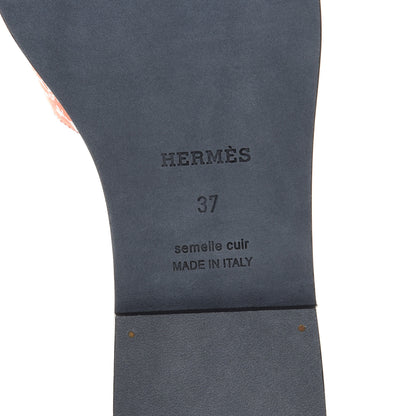 Hermes Calfskin Printed Peinture Fraiche Oran Sandals 37 White Orange 6 of 9