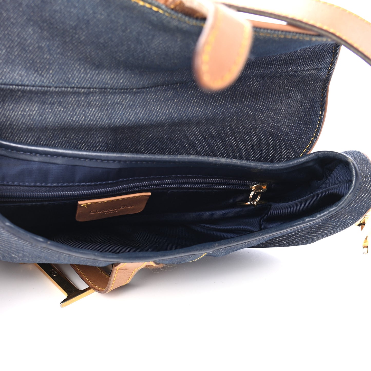 Denim Calfskin Saddle Bag Blue
