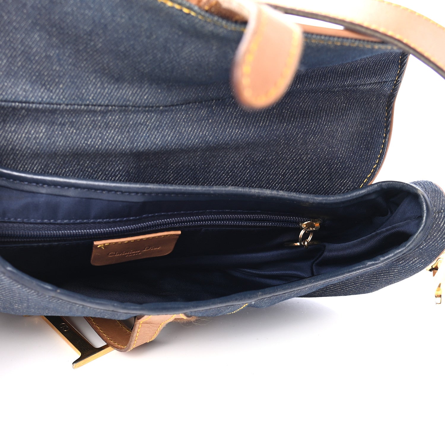 Christian Dior Denim Calfskin Saddle Bag Blue 5 of 9