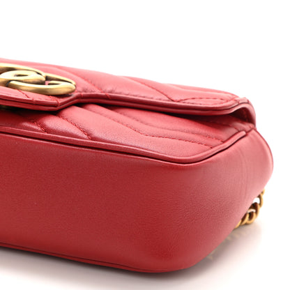 Gucci Calfskin Matelasse Super Mini GG Marmont Shoulder Bag Hibiscus Red 8 of 8