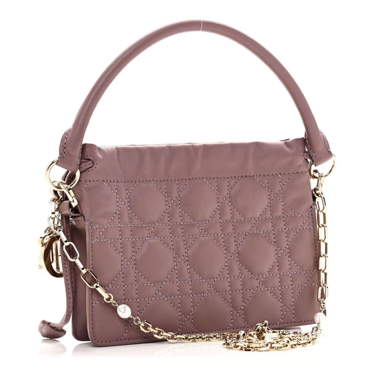 Christian Dior Lambskin Cannage Milly Mini Drawstring Bag Pink Peony 3 of 10