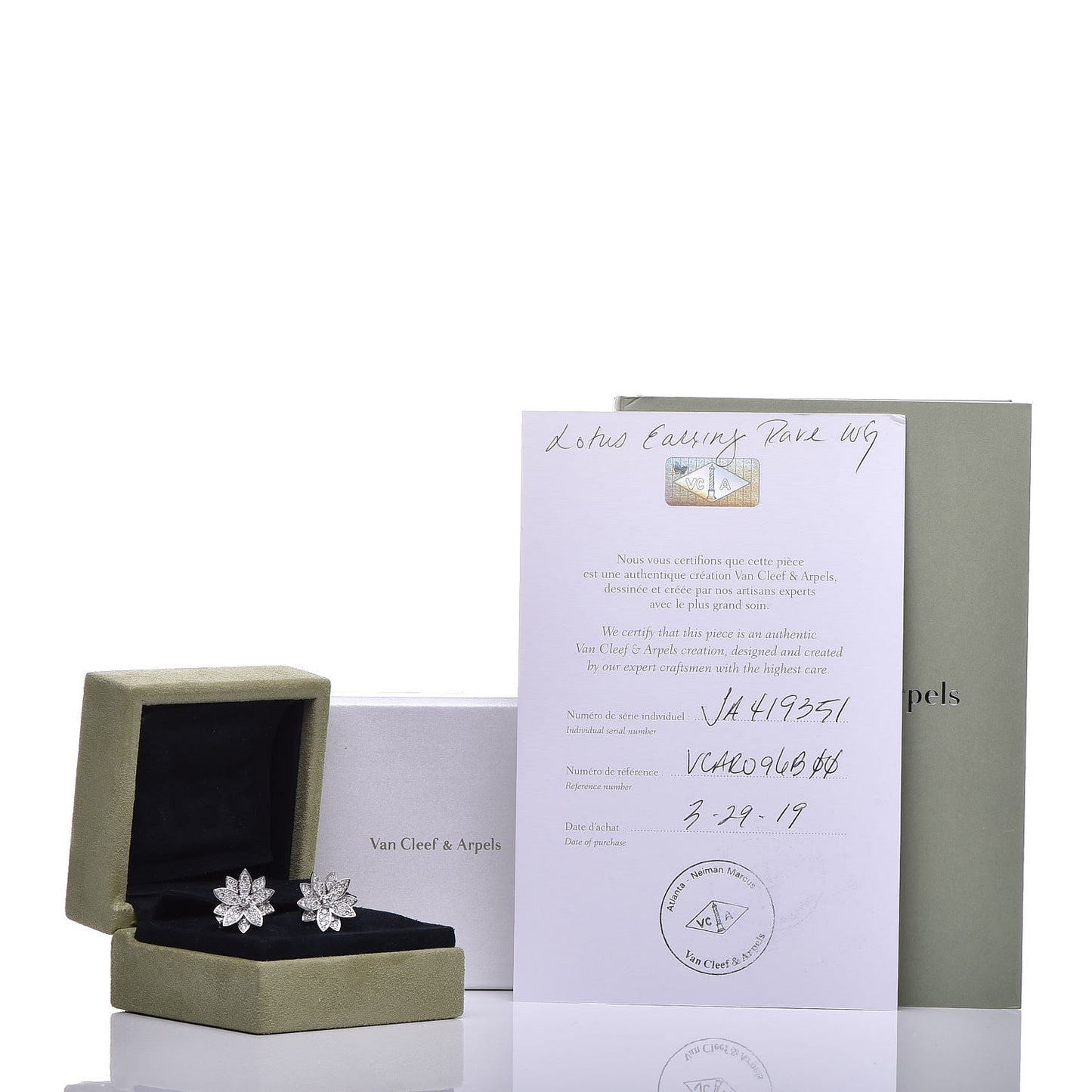 18K White Gold Diamond Small Lotus Earrings