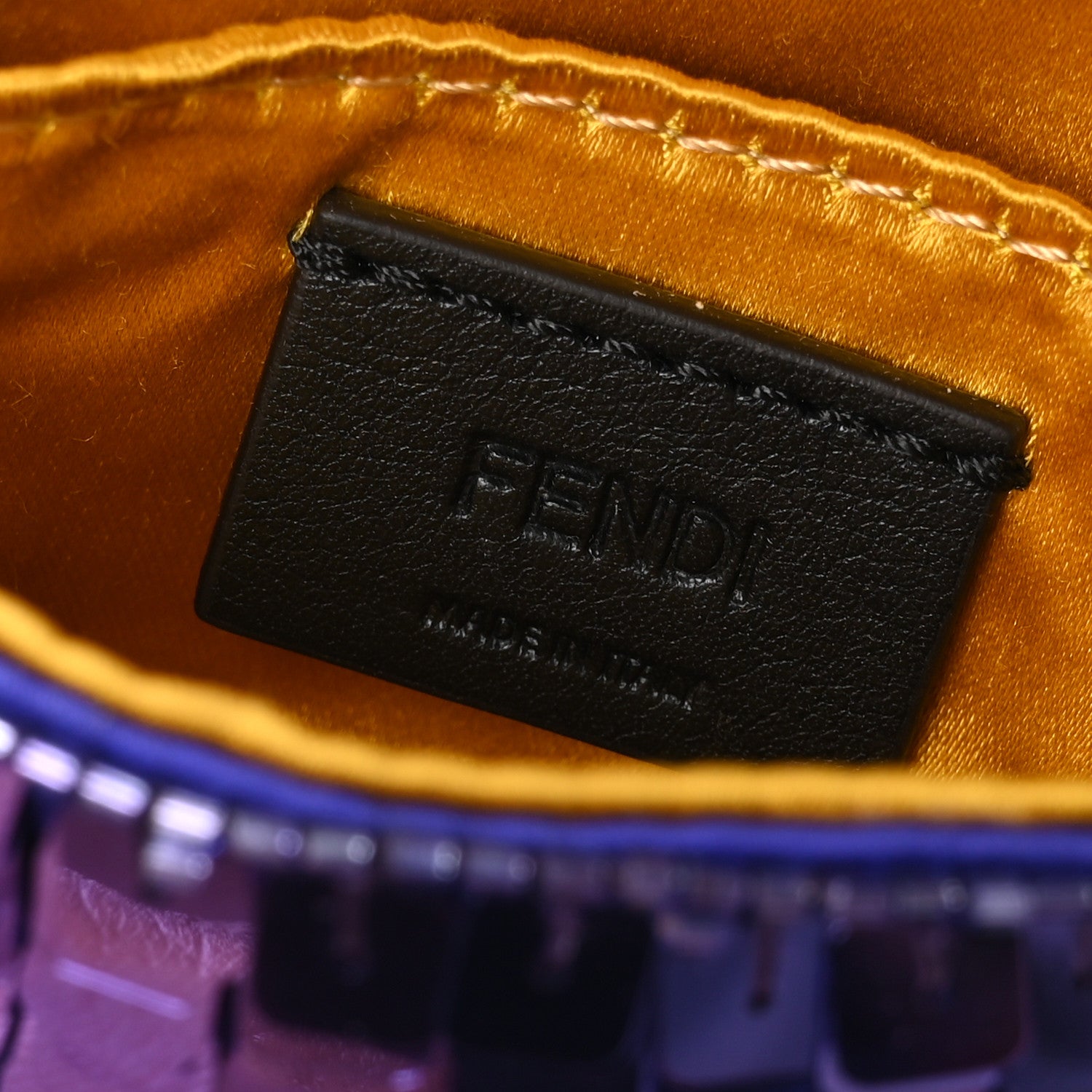 Fendi Sequin Paillettes Shiny Nappa Sex and the City Nano Maxi Buckle Baguette Charm Viola Purple 5 of 10