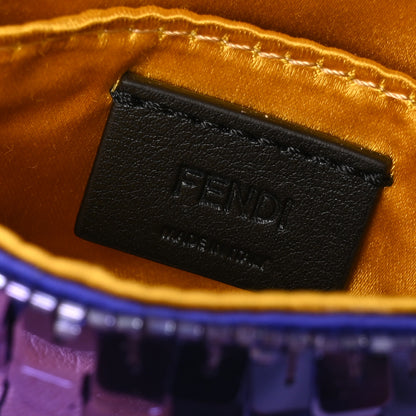 Fendi Sequin Paillettes Shiny Nappa Sex and the City Nano Maxi Buckle Baguette Charm Viola Purple 5 of 10