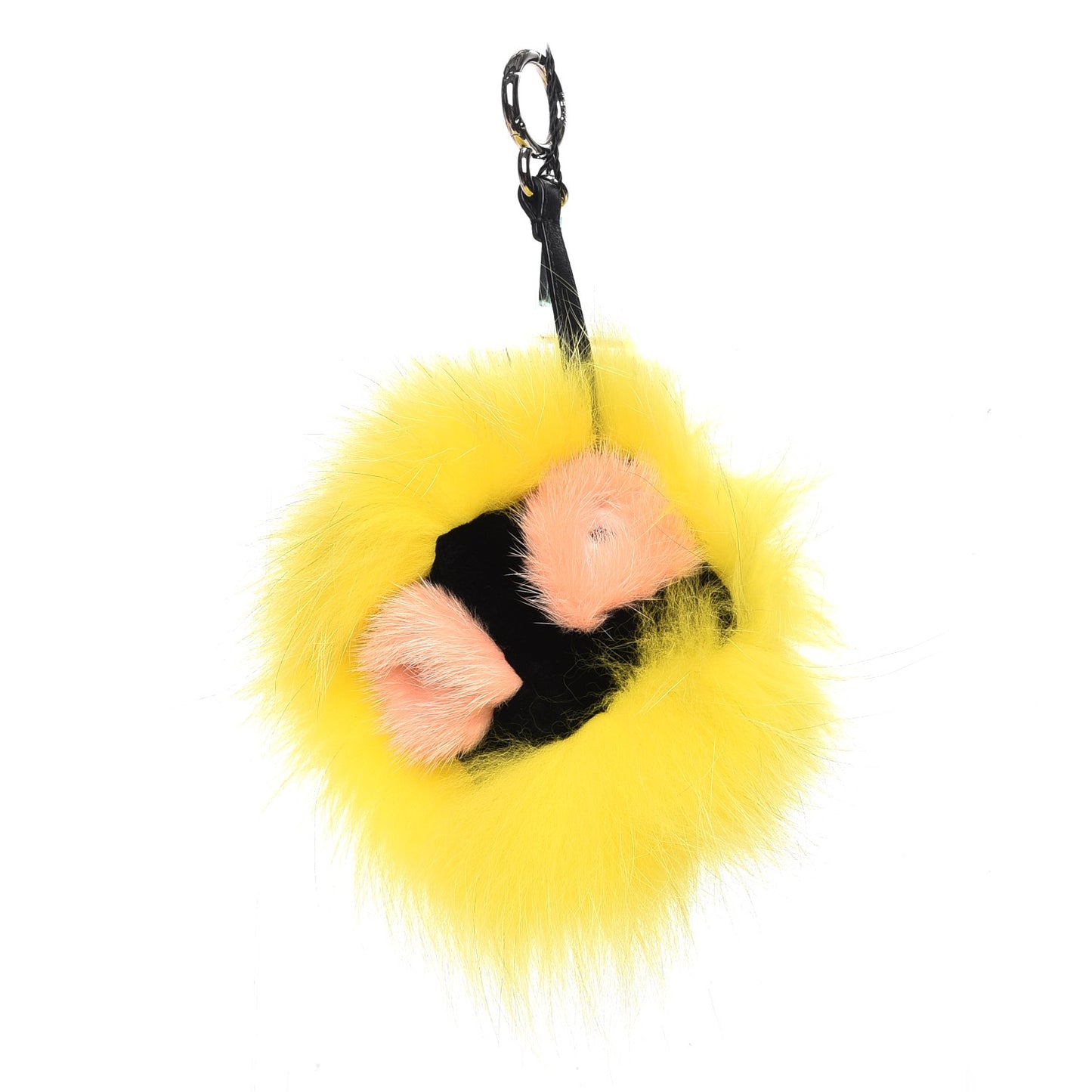 Fox Mink Rabbit Fur Vitello Dolce Flashy Monster Bag Bug Charm Giallo Fluo Multicolor