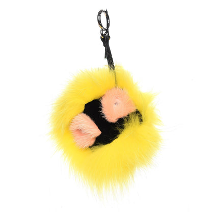 Fendi Fox Mink Rabbit Fur Vitello Dolce Flashy Monster Bag Bug Charm Giallo Fluo Multicolor 1 of 5