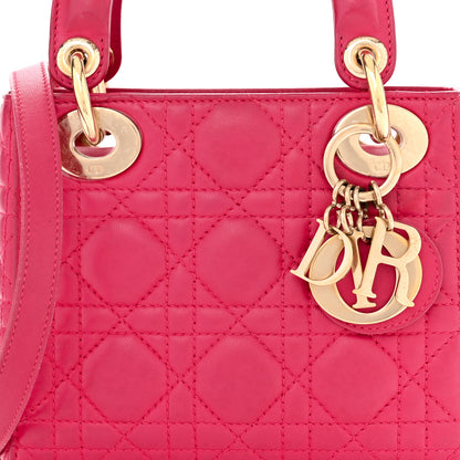 Christian Dior Lambskin Cannage Mini Lady Dior Fuchsia 8 of 12