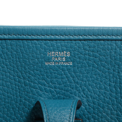 Hermes Taurillon Clemence Evelyne III PM Bleu Izmir Malachite 7 of 8