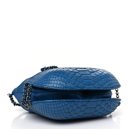Chanel Snakeskin Calfskin Gabrielle Bucket Blue 4 of 9