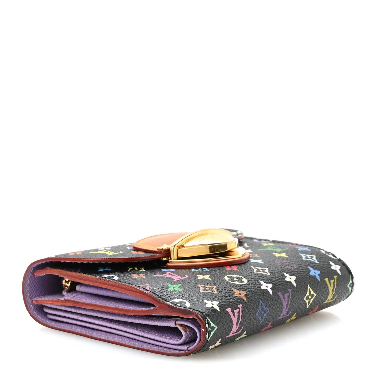 Louis Vuitton Monogram Multicolor Joey Wallet Black Violet 4 of 7