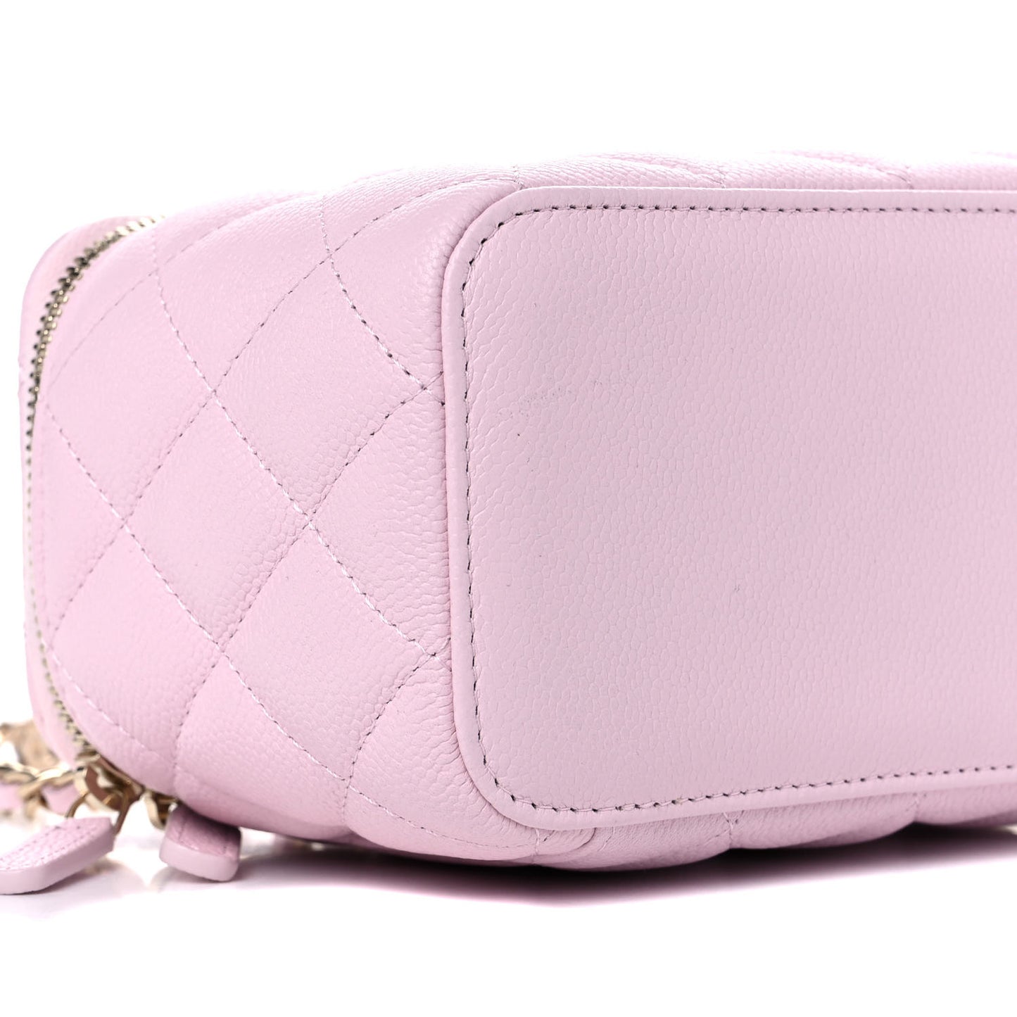 Caviar Quilted Small Tiny CC Vanity Case With Chain Light Pink
