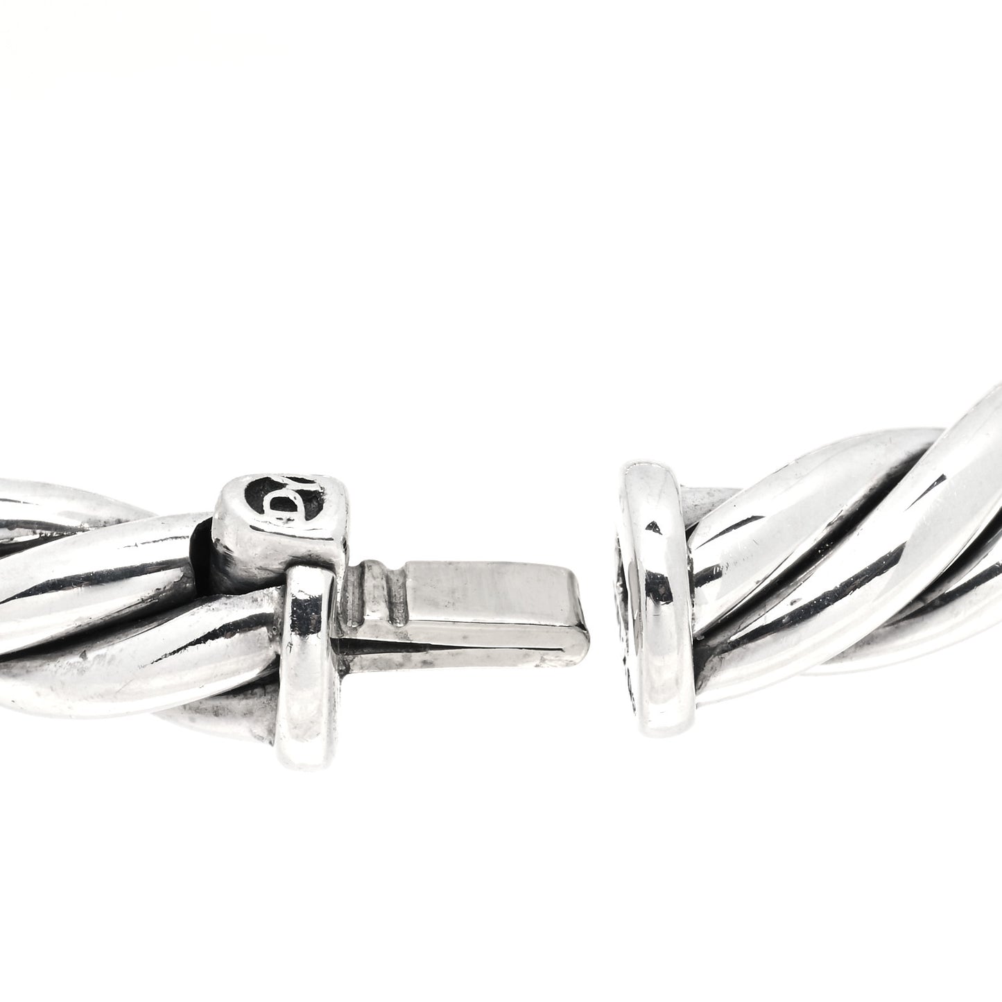 Sterling Silver Diamond 6mm Metro Cable Station Bangle Bracelet