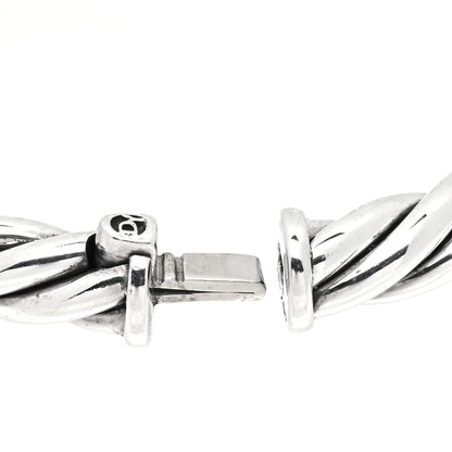 David Yurman Sterling Silver Diamond 6mm Metro Cable Station Bangle Bracelet 3 of 4