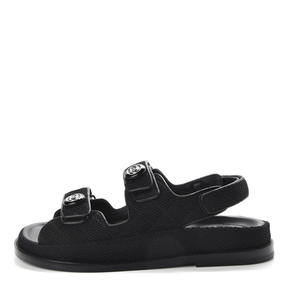 Chanel Mesh Velcro Dad Sandals 38.5 Black 1 of 10