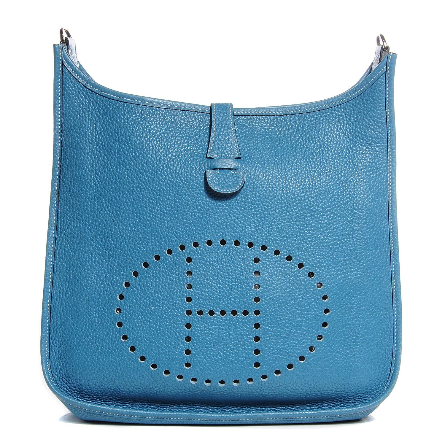 Hermes Taurillon Clemence Evelyne GM Blue Jean 1 of 13