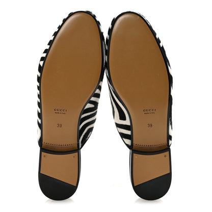 Gucci Calf Hair Zebra Print Womens Princetown Slippers 39 Natural Black 6 of 10