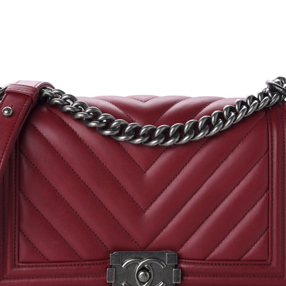 Chanel Calfskin Chevron Quilted Medium Boy Flap Red 15 of 16