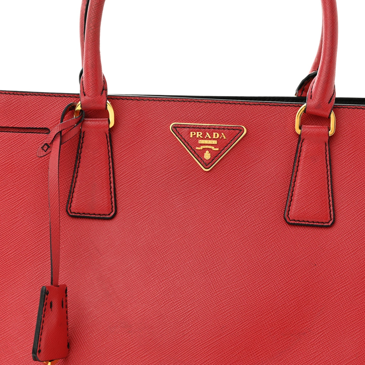 Saffiano Bi-Color Medium Galleria Double Zip Tote Rosso Black