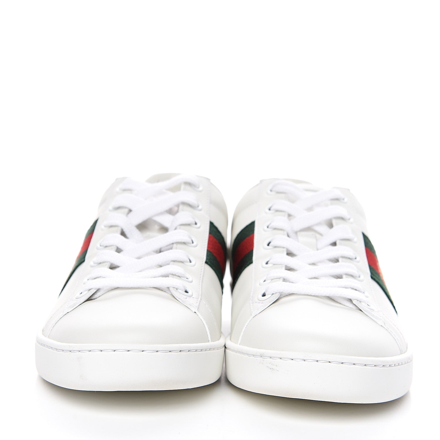 Gucci Calfskin Ayers Bee Embroidered Womens Ace Sneakers 37.5 White Green 2 of 10