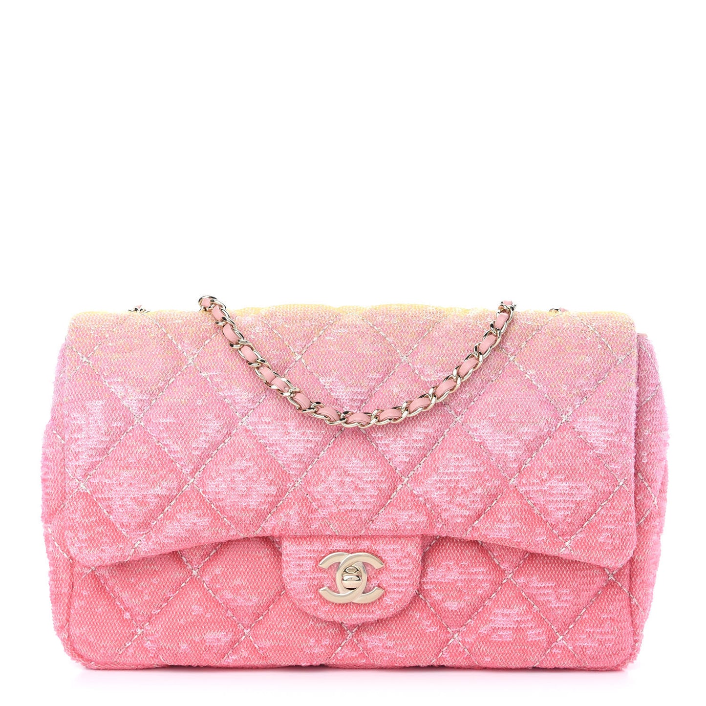 Sequin Quilted Ombre Medium Flap Yellow Pink