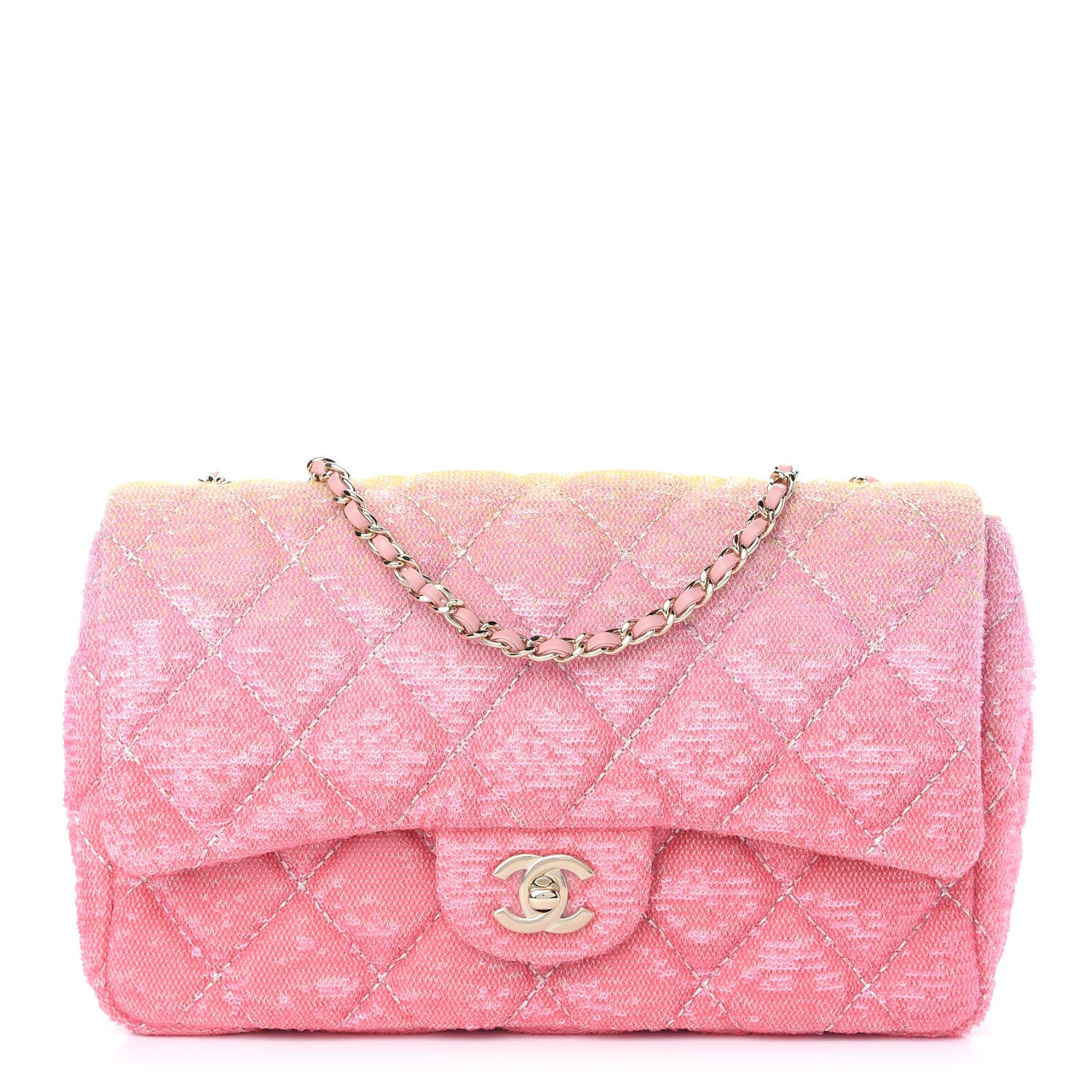 Chanel Sequin Quilted Ombre Medium Flap Yellow Pink 1 of 10