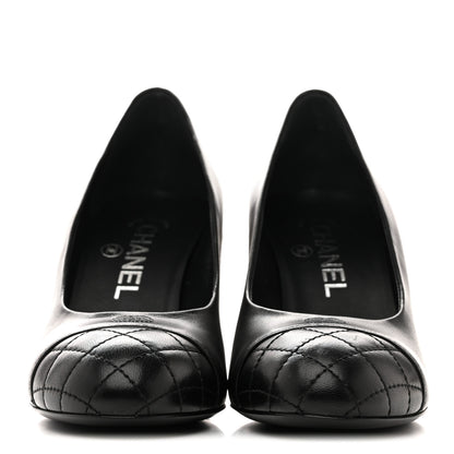 Chanel Lambskin Pearl Cap Toe Pumps 35 Black 3 of 11
