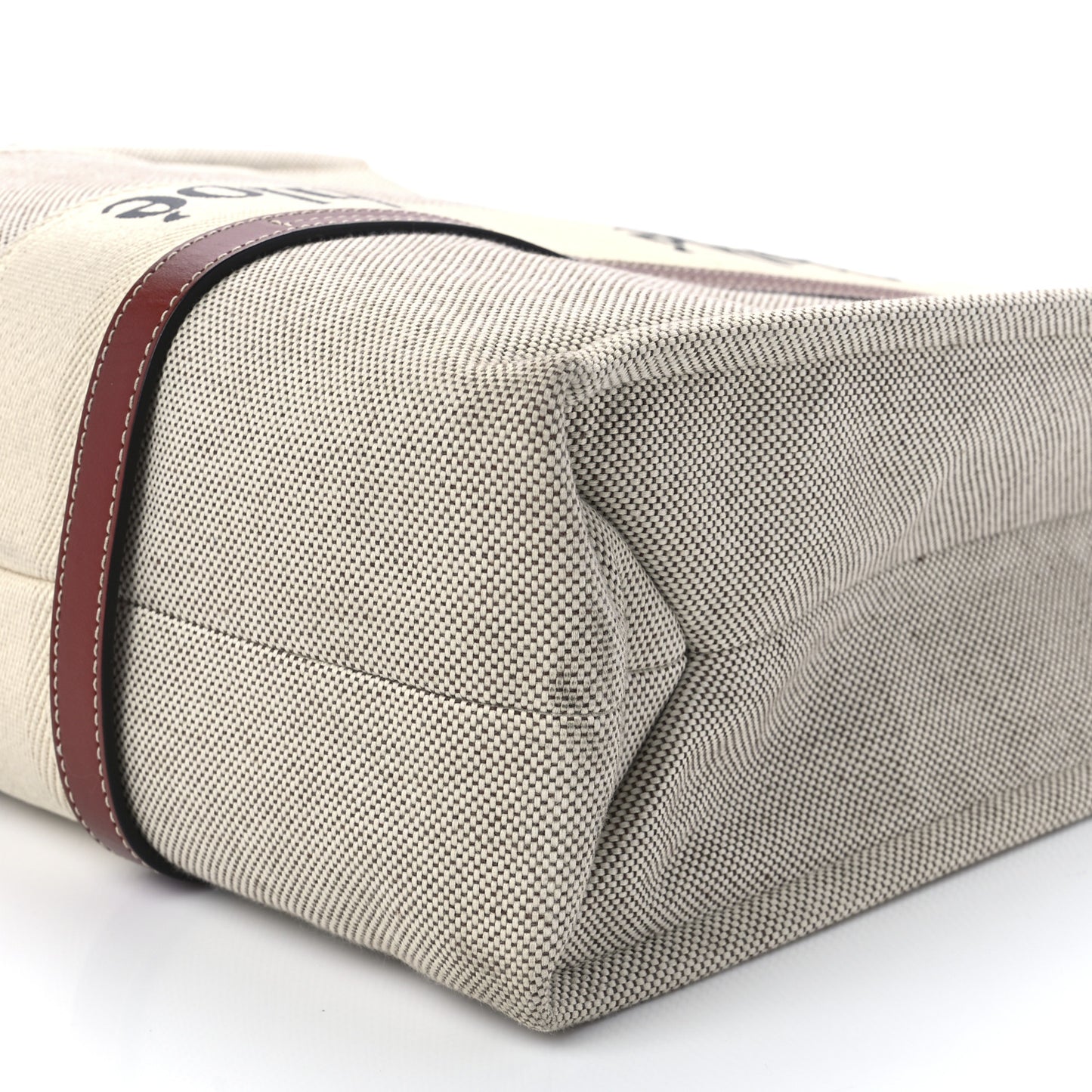 Cotton Calfskin Large Woody Ribbon Tote White Brown