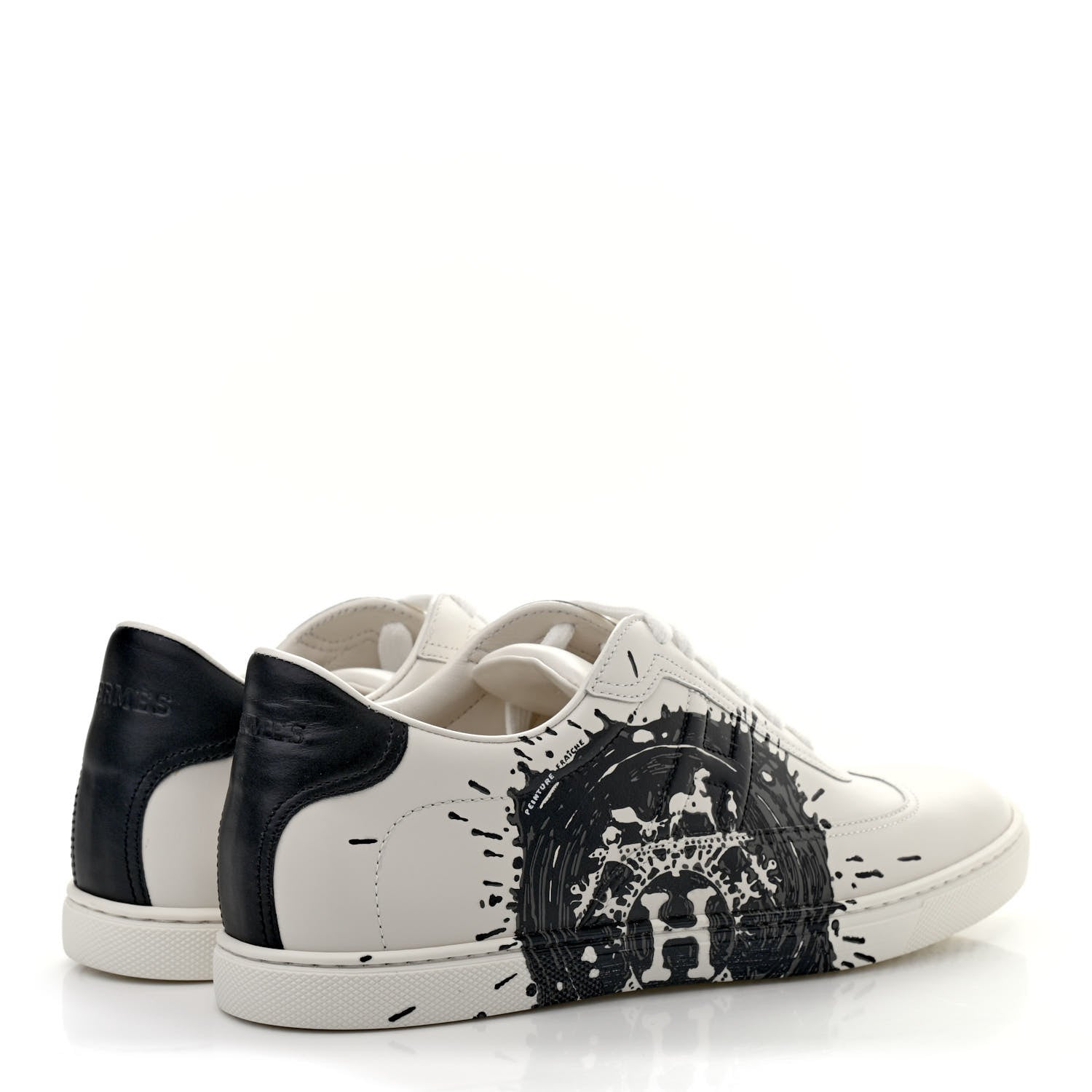 Hermes Swift Peinture Fraiche Womens Quicker Sneakers 38 White Black 3 of 8