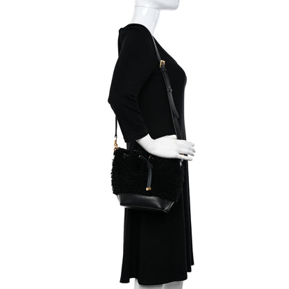 Saint Laurent Shearling Calfskin Small Emmanuelle Bucket Bag Black 2 of 12