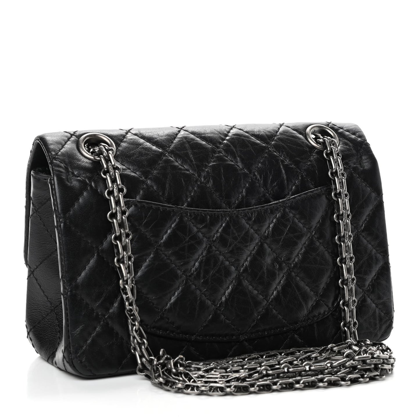 Aged Calfskin Quilted 2.55 Reissue Mini Flap Black