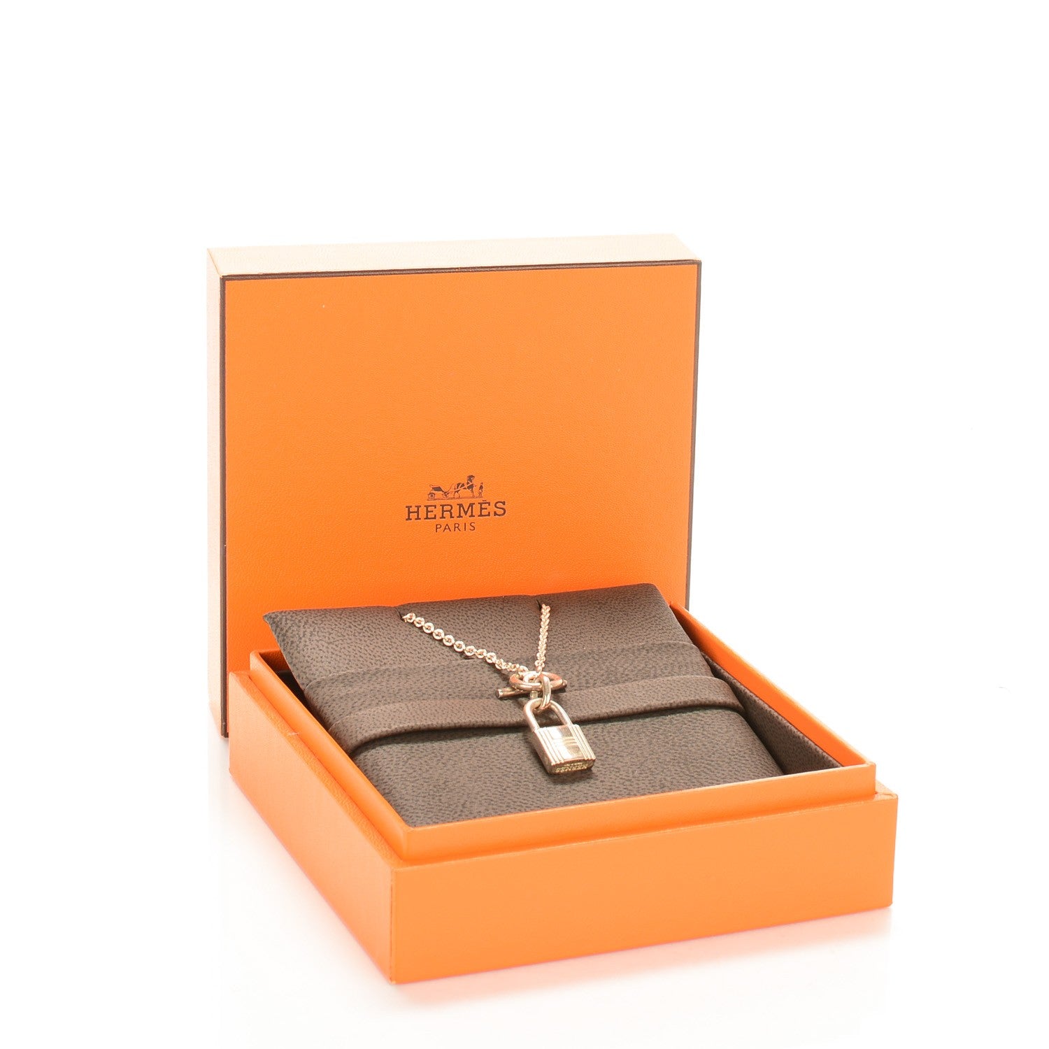 Hermes Sterling Silver Cadenas Kelly Lock Pendant Necklace 5 of 5