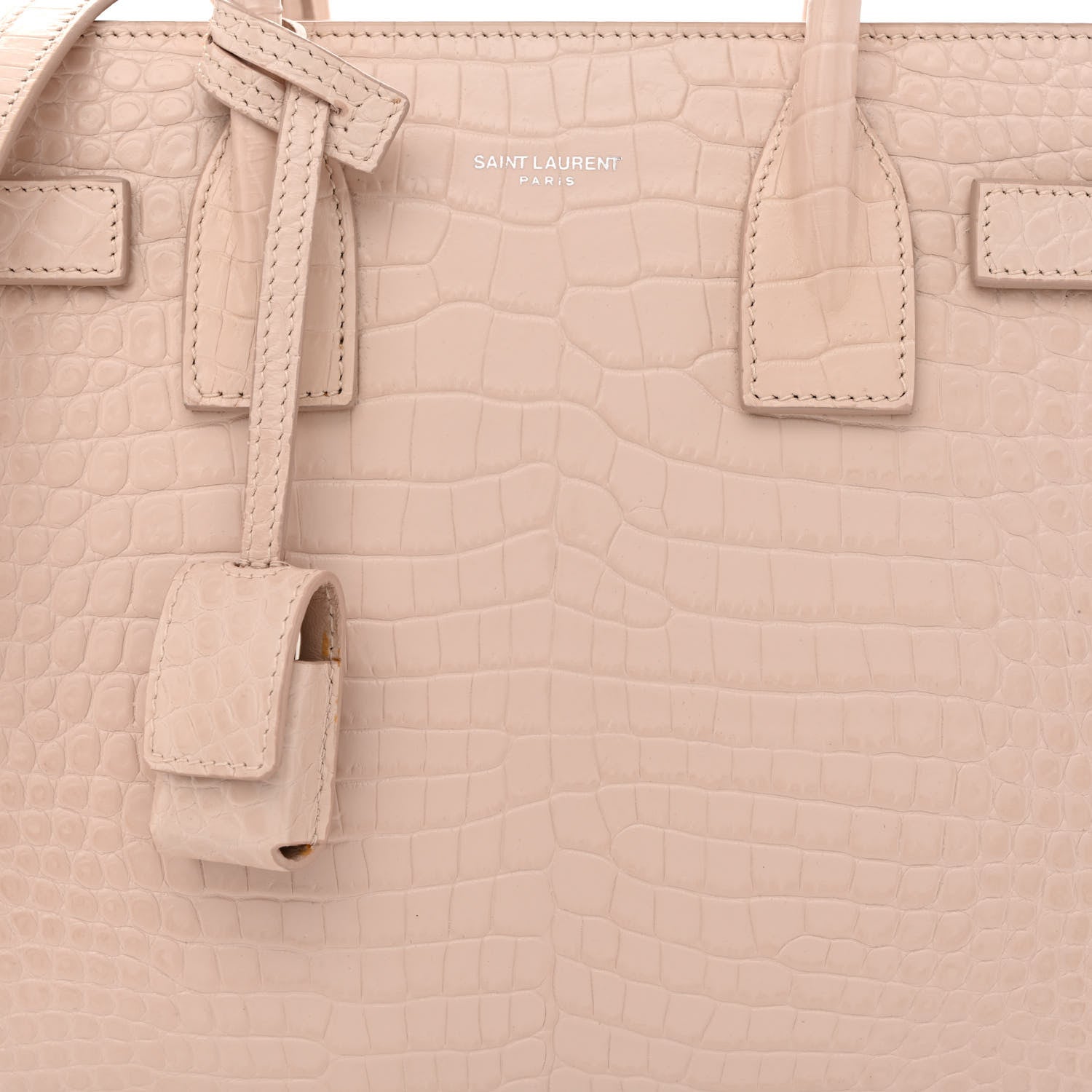 Saint Laurent Calfskin Crocodile Embossed Baby Sac De Jour Rose Antic 8 of 10