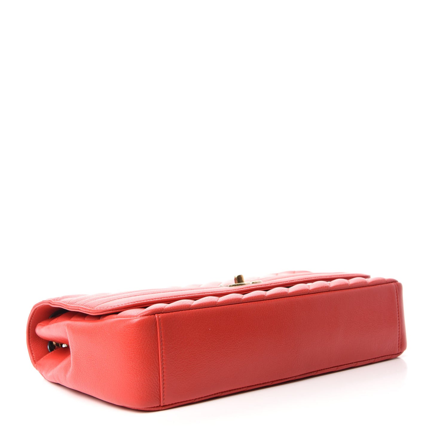 Shiny Goatskin Diagonal Quilted Small Flap Red