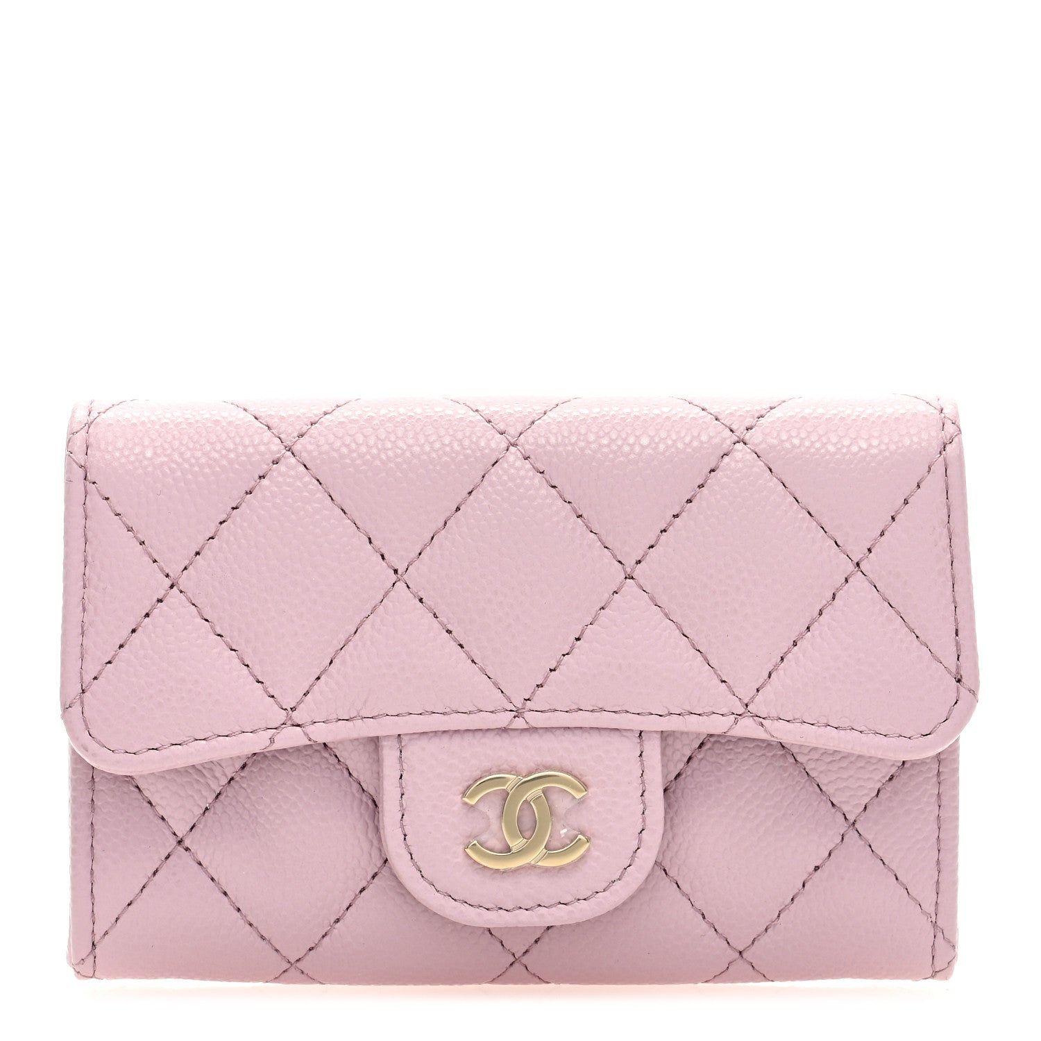 Chanel Caviar Quilted Flap Card Holder Wallet Light Pink 1 of 7