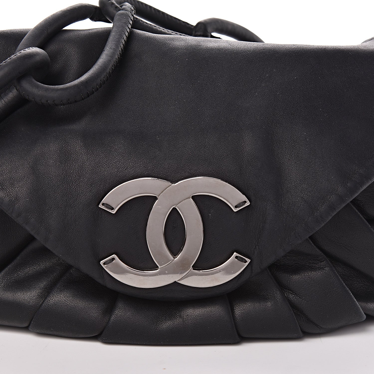 Chanel Lambskin Pleated CC Shoulder Bag Black 13 of 16