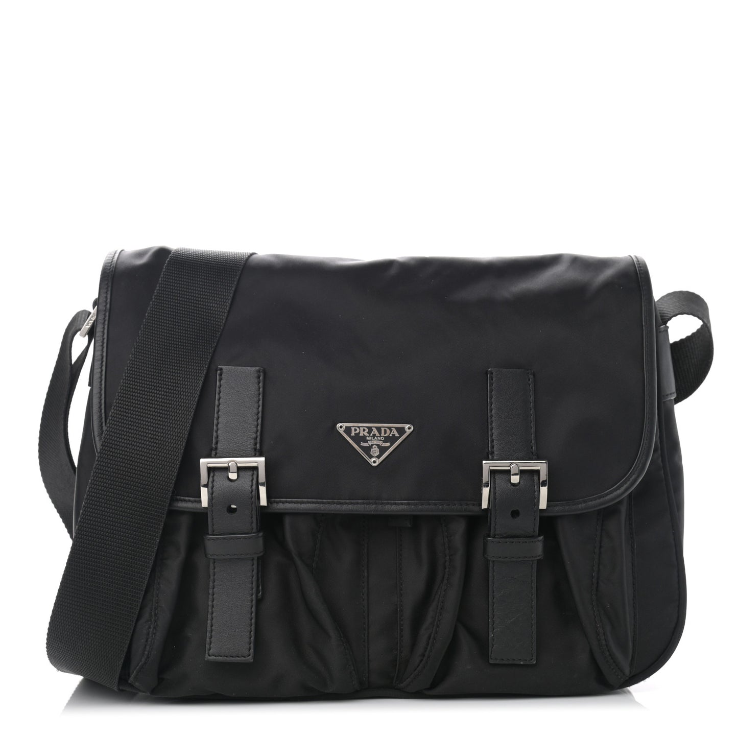Tessuto Nylon Saffiano Messenger Bag Black