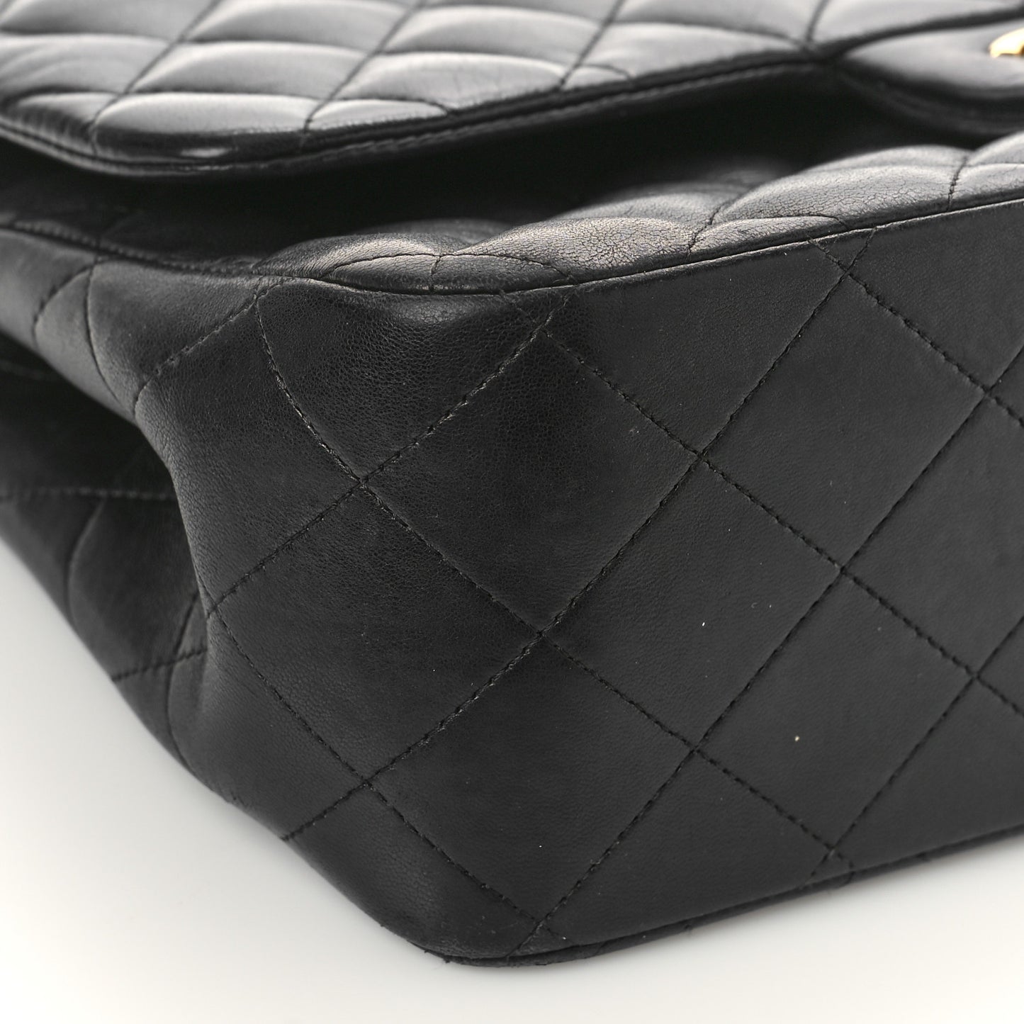 Lambskin Quilted Jumbo Double Flap Black
