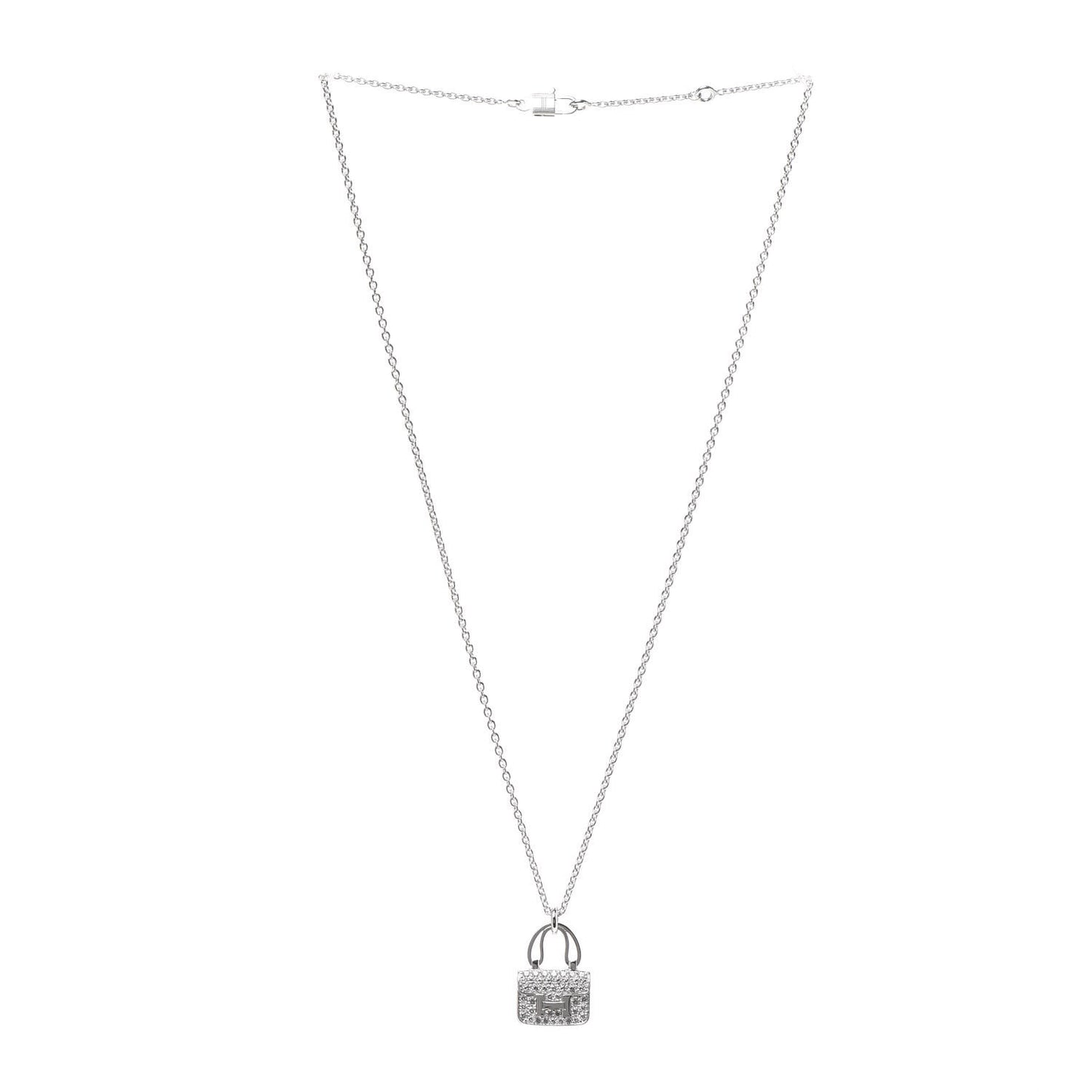 18K White Gold Diamond Constance Amulettes Pendant Necklace