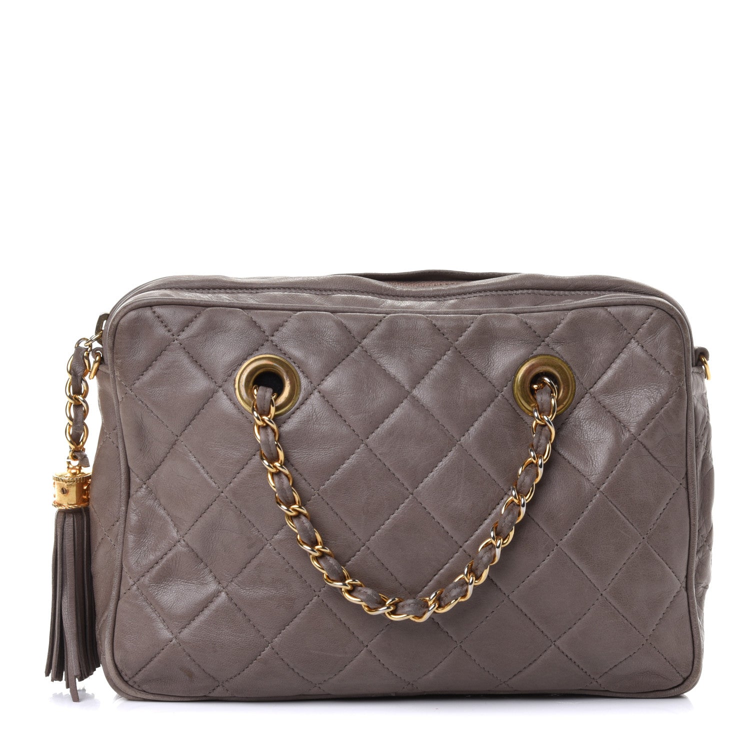 Chanel Lambskin Quilted Tassel Camera Case Brown 1 of 5