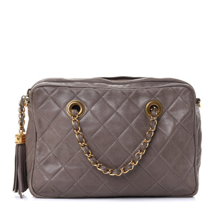 Chanel Lambskin Quilted Tassel Camera Case Brown 1 of 5