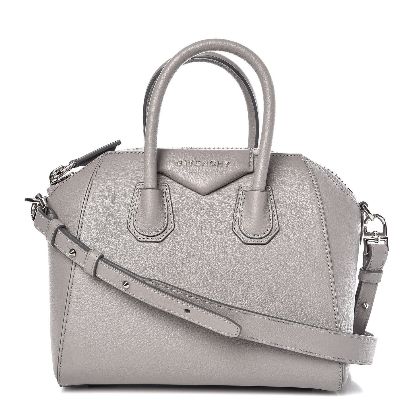 Sugar Goatskin Mini Antigona Pearl Grey