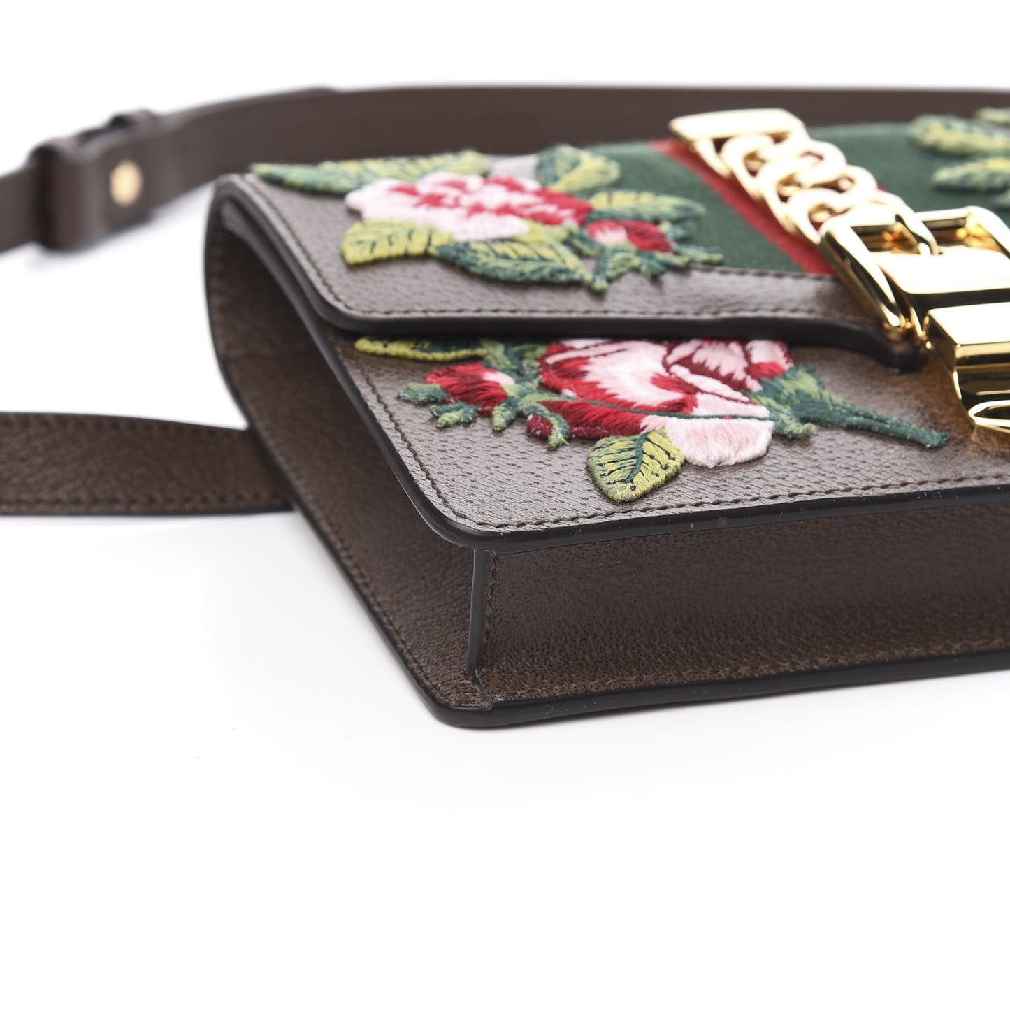 Calfskin Embroidered Sylvie Belt Bag Brown