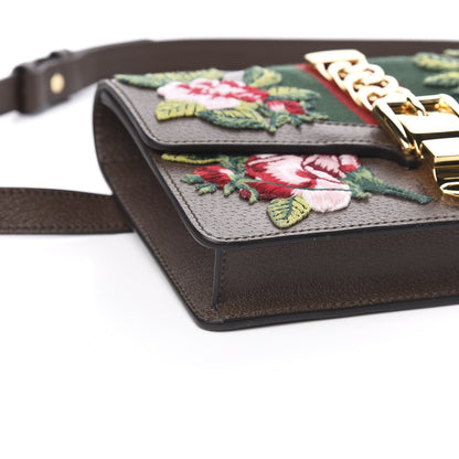 Gucci Calfskin Embroidered Sylvie Belt Bag Brown 8 of 10