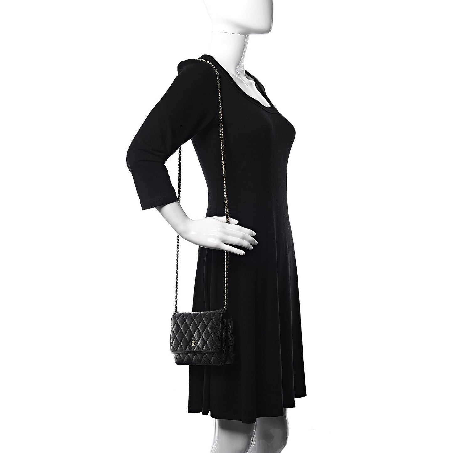 Caviar Quilted Wallet On Chain WOC Black