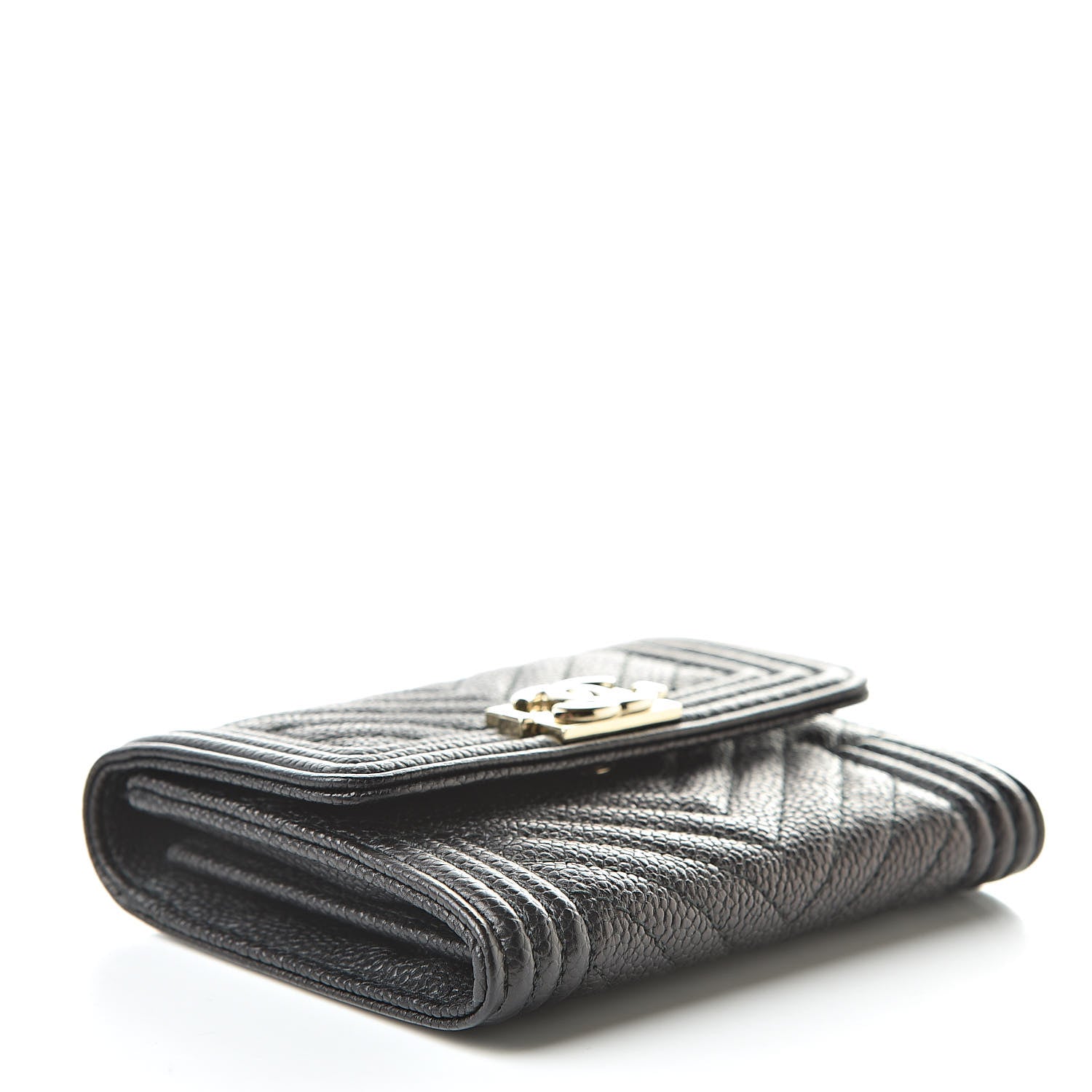 Chanel Caviar Chevron Quilted Boy Flap Card Holder Black 4 of 9