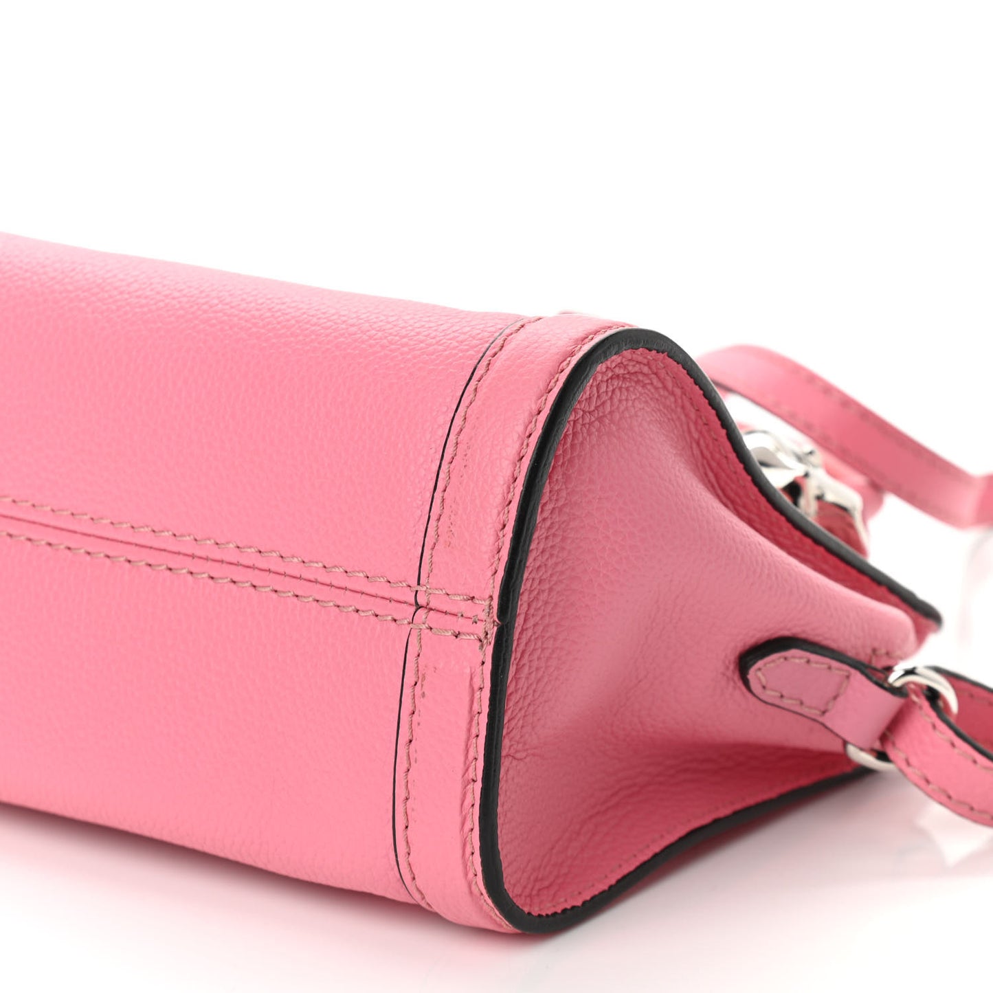 Pebbled Calfskin Mini Skull Padlock Zip Around Tote Petal