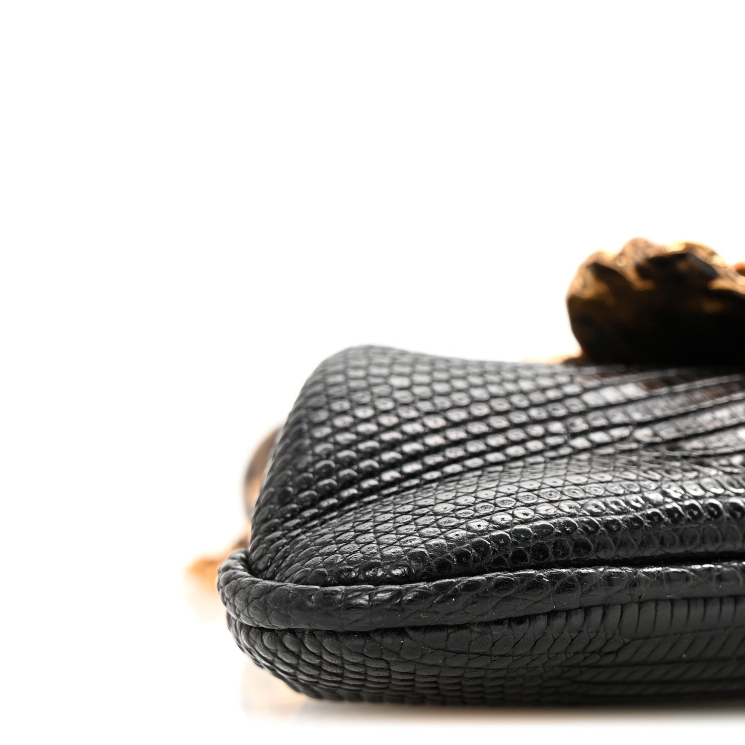 Gucci Lizard Bamboo Jeweled Clutch Black 7 of 8