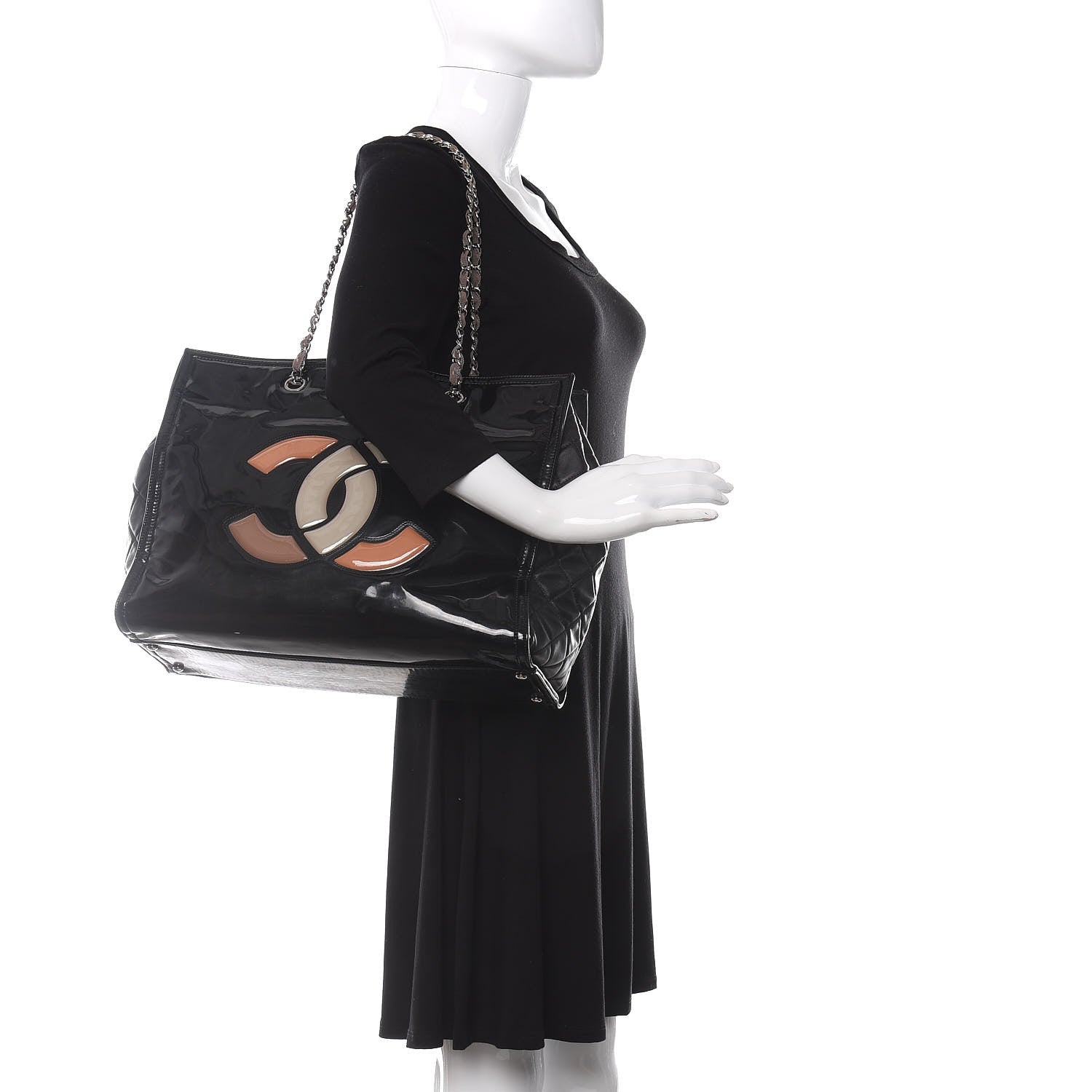 Chanel Vinyl Lipstick Ligne Tote Black 2 of 17
