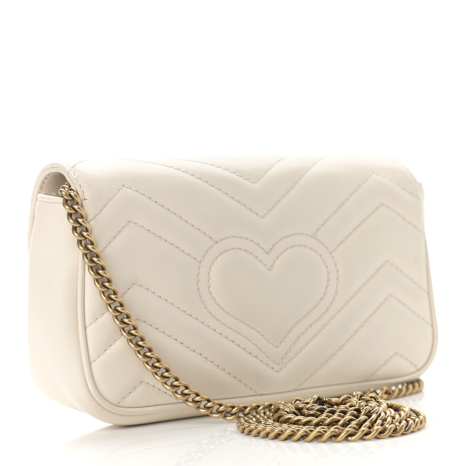 Gucci Calfskin Matelasse Super Mini GG Marmont Shoulder Bag White 3 of 10